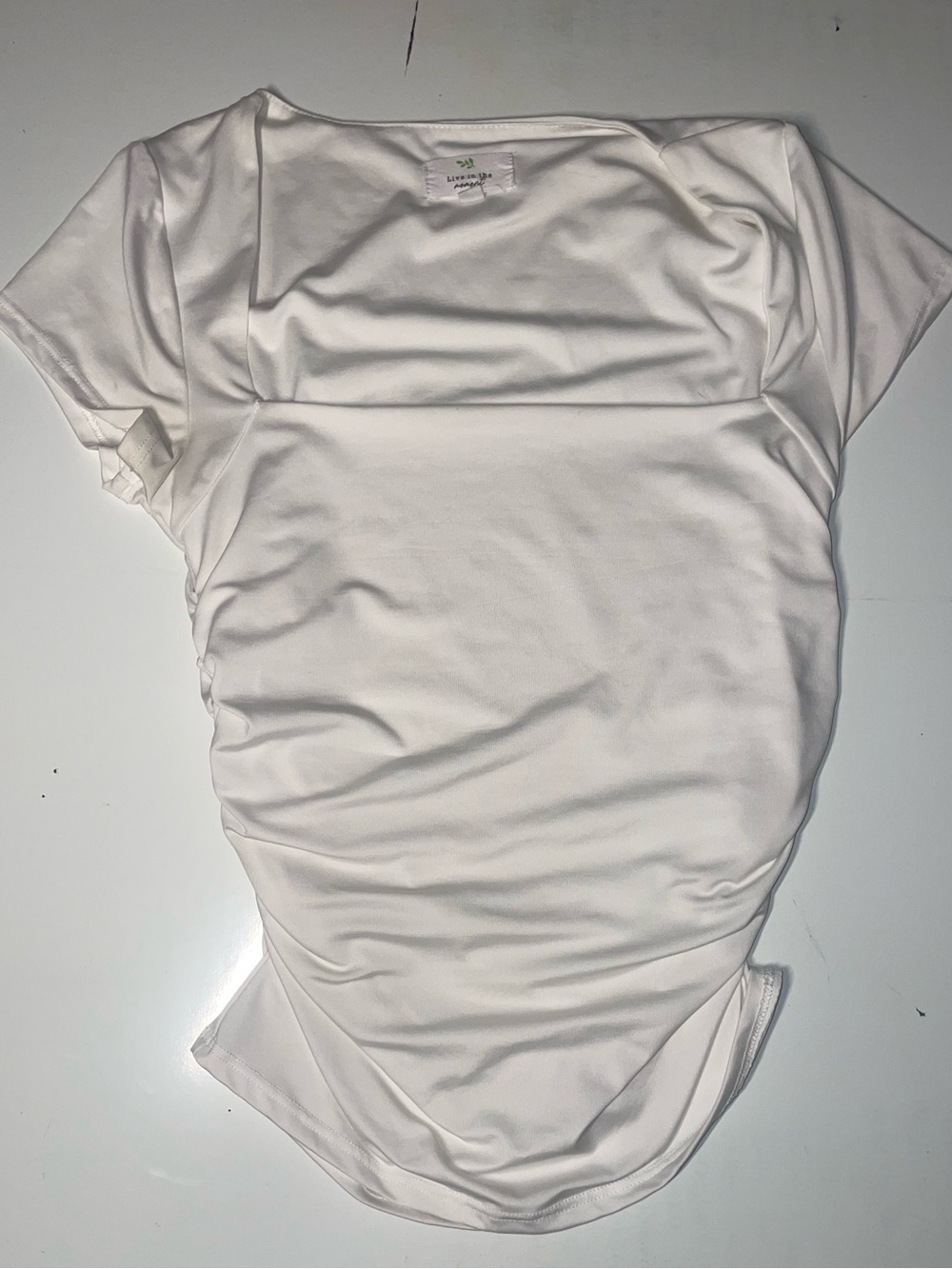 Women's White Square Neck Short Sleeve Top